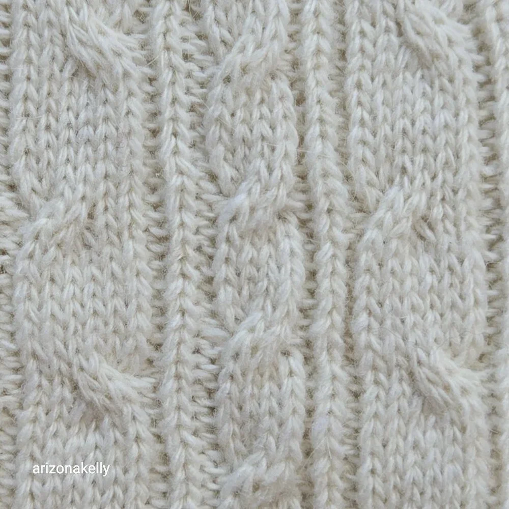Wool or Wool Blend Cable Knit Ivory Scarf